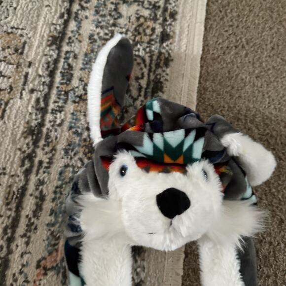 Wolf Hat Cap Strap Back Gray White Plush Faux Fur Animal Ears Winter Mens Womens - Picture 2 of 8